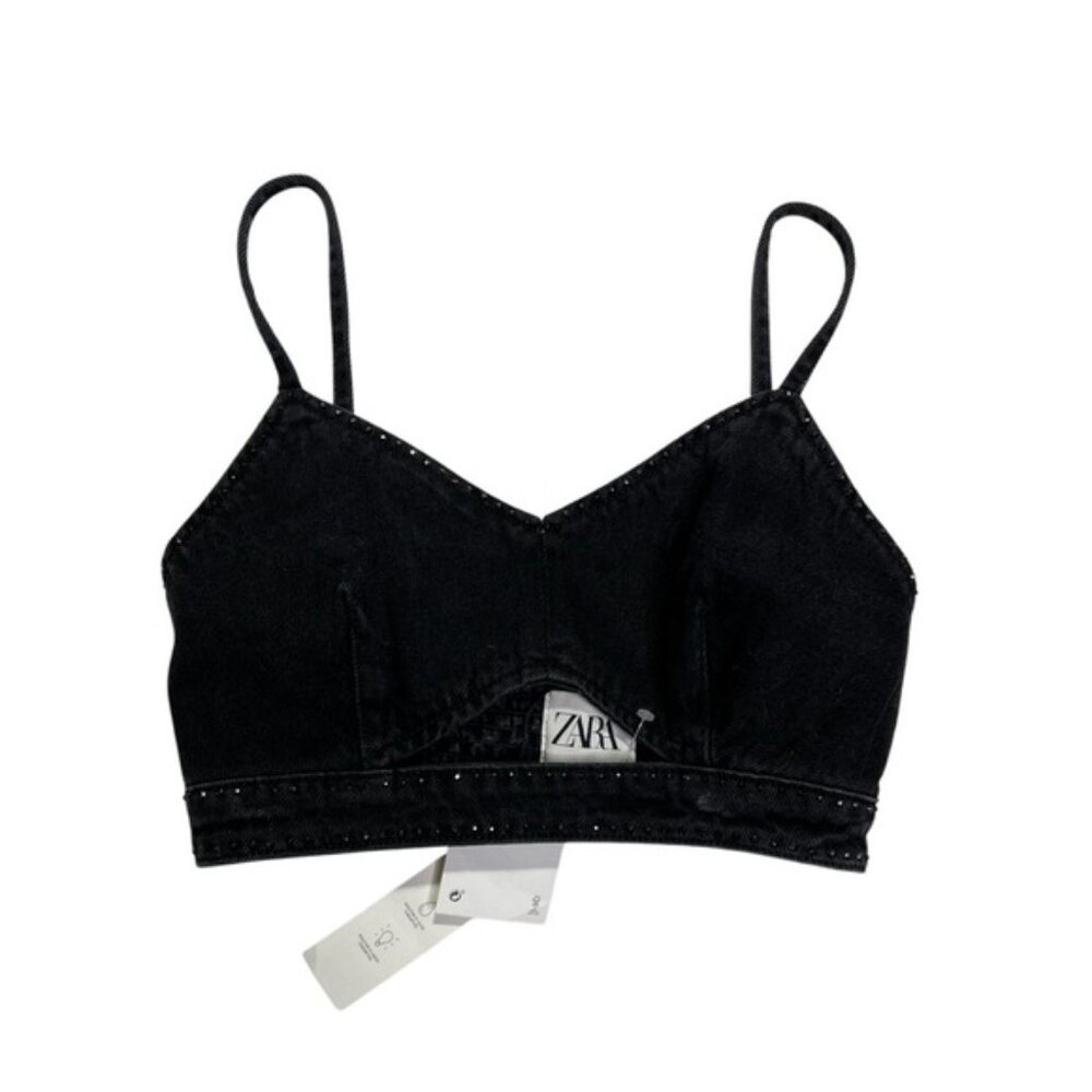 New Zara S Charcoal Denim Bralette